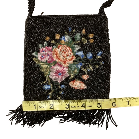 Vintage Hillard & Hanson Floral Beaded Tapestry Shoulder Bag Purse Whimsigoth - Picture 5 of 8